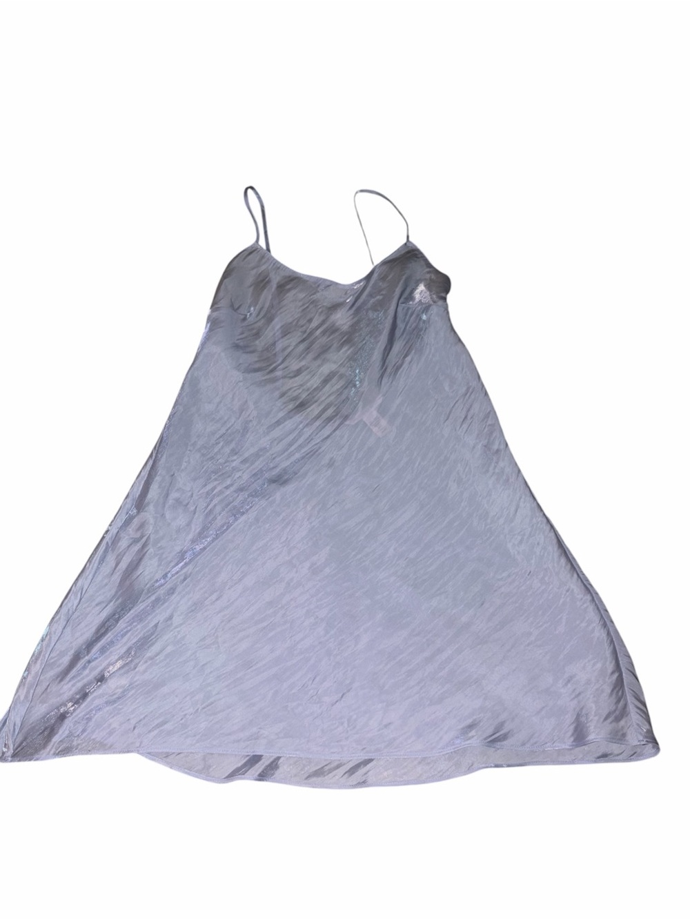 Vintage Victoria’s Secret Blue Silver Satin Slip Dress Small Y2K Metallic